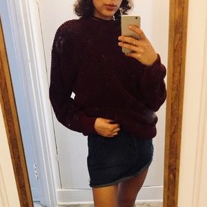 Maroon and black knit baggy sweater